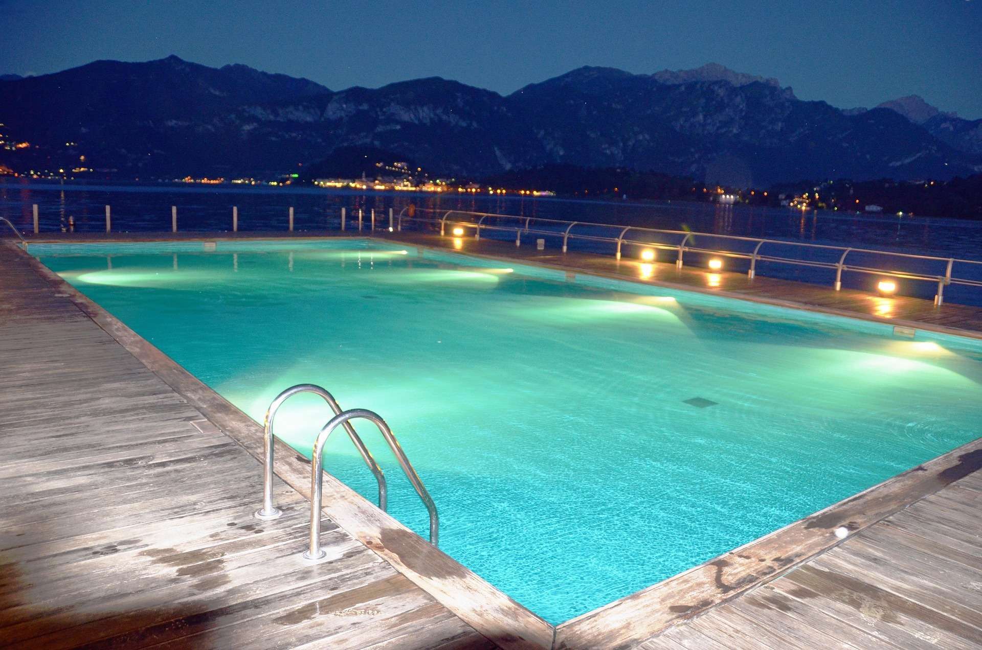 Large pool at night